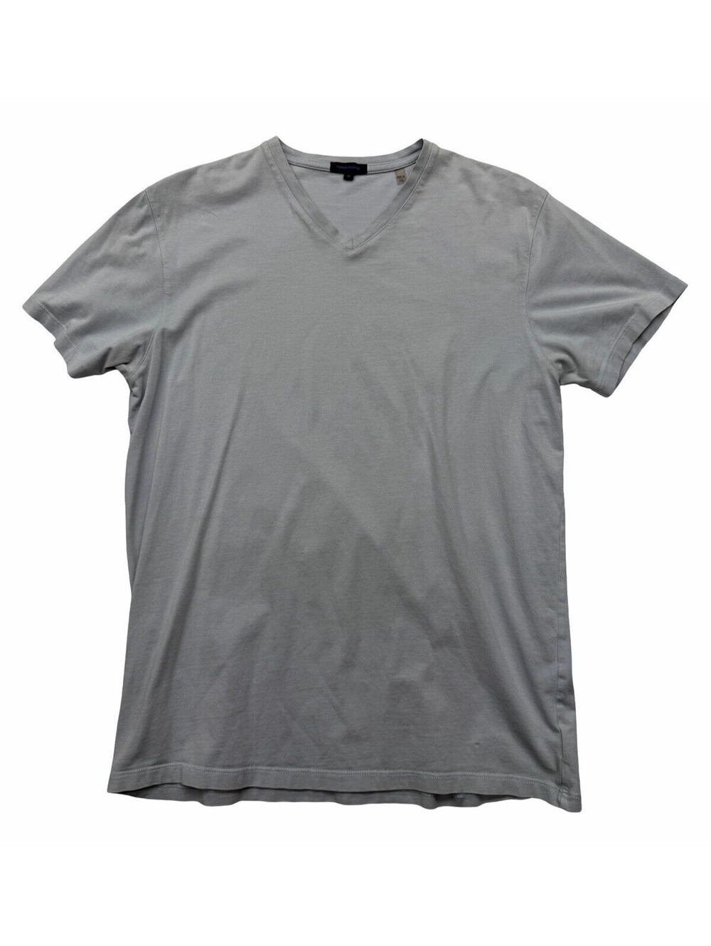 Patrick Assaraf Pima Cotton Stretch T-Shirt V-Neck Grey Size M